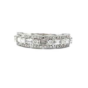 Bague de Fiançailles et de Mariage Classique en Or Blanc Massif 18 carats Plaqué Or, Sertie de Diamants Véritables Taille Brillant et Pavé, Haute Qualité - Product Image 1