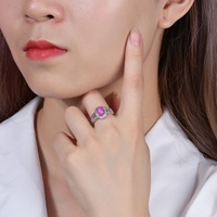Anneau en argent pour femmes C483R, bague en zircon cubique, bras creux, étoile de laboratoire, rubis 925, vente en gros