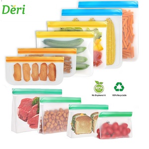 Wholesale Eco Friendly Leakproof Reusable Freezer Liquid PEVA Silicone Reusable Zip lock Bags Food Storage Bag