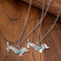 Été Hiver Vintage Western Stone Blue Turquoise Decorated Western Pet Dog Pendant Necklace for Gift Jewelry