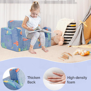 Canapé pour enfants, tabouret de lecture en tissu sur le thème des dinosaures, mousse haute densité, à partir de 3 ans - Product Image 1