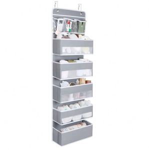 Sac de rangement suspendu gris non tissé à 6 niveaux, enduit de PVC, à suspendre sur la fenêtre ou la porte, pour la cuisine, la chambre et la salle de classe - Product Image 1