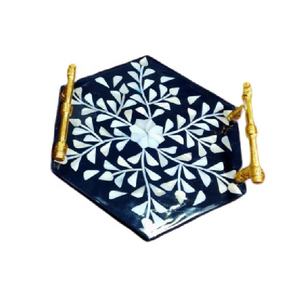 <b>Gold</b> Handle Resin Indian Handcraft Serving <b>Tray</b> or Food <b>Tray</b> Coffee Dining Party Custom Outdoor Wedding Multi Purpose <b>Tray</b> - Product Image 4