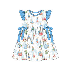 Vestido Casual de Verano con Estampado Floral y Volantes para Niñas Pequeñas, Estilo Línea A, Venta al por Mayor de Ropa Infantil ODM - Product Image 3