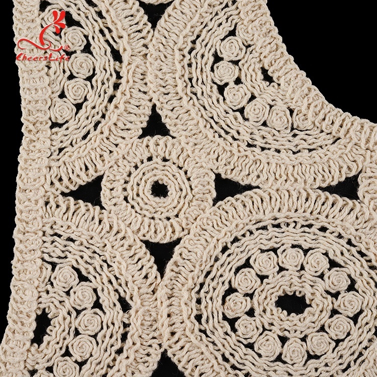 New Designs Luxury White Round Embroidery Neck Lace Applique Patch Trimmings Shawl For Clothing Accessories