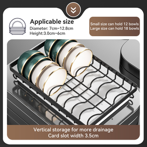 Égouttoir à vaisselle à 2 ou 3 niveaux, grand égouttoir en acier au carbone à poser sur l'évier, <span class=keywords><strong>plateau</strong></span> de drainage <span class=keywords><strong>pour</strong></span> le comptoir de cuisine, supports de rangement, organisateurs - Product Image 6