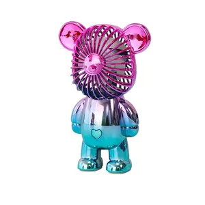 Mini Portable Hand Bear Electric Fans Cooling Small Rechargeable Table Stand Usb Handheld Fan Car RGB Fans