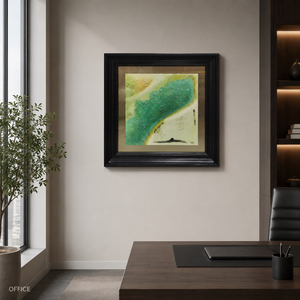 Green Geode Resin Wall Art Painting <b>Framed</b> Modern Abstract Handcrafted Artwork Custom Size <b>for</b> Home Hotel Office Decoration - Product Image 1