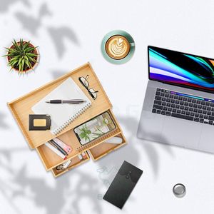 High Quality Bamboo <b>Desk</b> Organizer,Mini Bamboo <b>Desk</b> <b>Drawer</b> Tabletop Storage Organization Box - Product Image 5