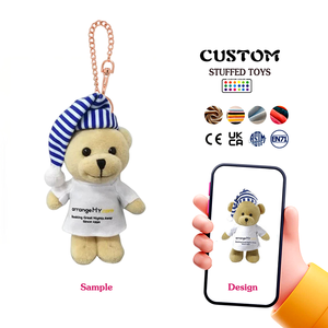 Portachiavi in Peluche Orsacchiotto Bianco Realizzato con Tecnica di Ricamo, Imbottito con Cotone PP, Personalizzabile - Product Image 3