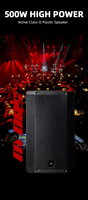 Haut-parleur actif large de 15 pouces en plastique noir, portable, haute qualité sonore et puissance maximale de 500 W, polyvalent pour diverses occasions, classe D
