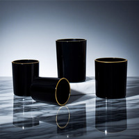 Grosir 2oz 3oz 4oz stoples lilin kaca bulat Mini hitam atasan emas kosong untuk pernikahan
