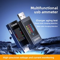 Probador de carga USB Digital, medidor de voltaje monofásico de 6.5A de alta precisión, compatible con carga de alta corriente de teléfono móvil, 2 unidades