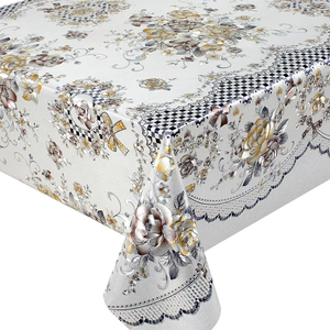 Mantel de PVC en Rollo con Estampado, Limpio y Libre de Formaldehído, Mantel con Perlas, Mantel Color Marfil - Product Image 4