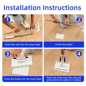 Mopa de Limpieza de Pisos con Sujeción Automática, Paños Reemplazables, Toallas de Repuesto, Paño Húmedo, Limpiador de Ventanas, Mopa Plana Desechable - Product Image 3