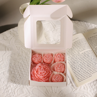 Set Hadiah Lilin Aromaterapi Bentuk Mawar & Peony, Lilin Aromaterapi Buatan Tangan untuk Suvenir Hari Valentine, Dekorasi Rumah Romantis