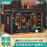 Kit de Montaje de Casa de Madera en Miniatura Creativa Hecha a Mano, Modelo de Cabaña DIY de Estilo Nuevo Transfronterizo con Línea de Proporción Áurea 3D