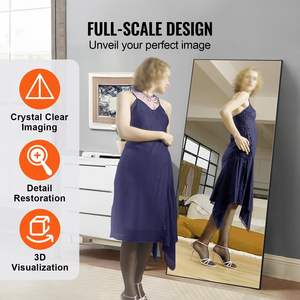 71'' X 31'' <b>Full</b>-<b>Length</b> Tempered Glass Aluminum Alloy <b>Frame</b> Extra Large <b>Black</b> Standing Hanging Leaning Floor <b>Mirror</b> <b>Mirror</b> - Product Image 3