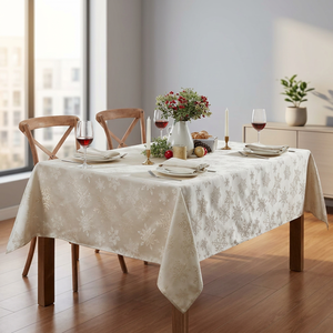 Newbridge Customizable Elegant Metallic Woven Christmas Snowflake <b>Tablecloth</b> Wrinkle Resistant Fabric Design Banquet Use 40x60cm - Product Image 3