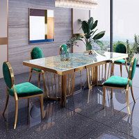 Ensemble de chaises de table à manger en pierre de quartz de style italien, rectangulaire, minimaliste, post-moderne, style Hong Kong, mobilier de maison de luxe léger