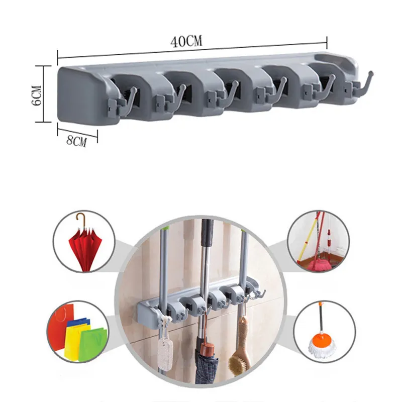 Soporte multifuncional de plástico mágico para tarjeta, fregona, gancho, escurridor, almacenamiento de pared, soporte para escoba, gran oferta