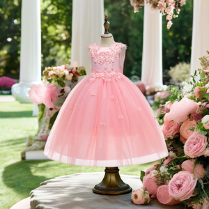 <span class=keywords><strong>Elegante</strong></span> Abito da Sera in Pizzo Floreale per Bambine, <span class=keywords><strong>Vestito</strong></span> per Feste di Compleanno, Decorazione a Pieghe, Abiti da Cerimonia per Bambine - Product Image 2