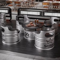 Ensemble table et chaises de style industriel vintage en forme de baril à huile, mobilier métallique pour bar, pub, café, restaurant, vente en gros d'usine OEM