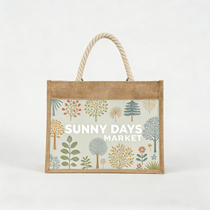 Custom Foldable Natural Burlap Canvas Jute Tote <strong>Bag</strong> with Floral Patterns for <strong>Girls</strong> <strong>Party</strong> Corporate Promotional Gift <strong>Bags</strong> - Product Image 2