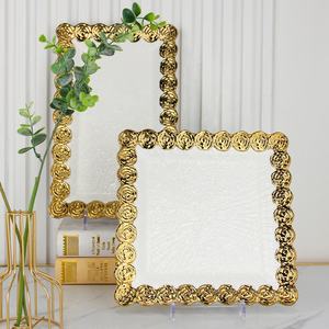 Juegos de Vajilla de Cerámica de Lujo para Ensaladas, Desayunos, Restaurantes, Platos para Carne, Barbacoa, Bodas, con Borde Dorado - Product Image 1