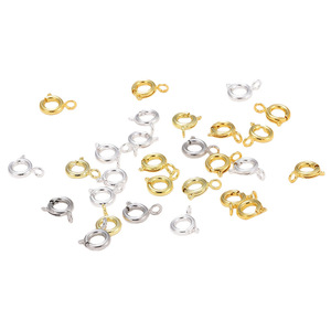 Cierre de resorte de cobre de 7 mm, redondo, para la fabricación de collares, chapado en oro y plata, accesorios para bricolaje. - Product Image 1