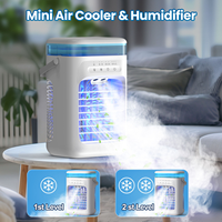 Kipas Pendingin Udara dan Humidifier 2 in 1 Mini Pribadi dengan Pengatur Waktu, Pendingin Udara dengan Es dan Air untuk Kamar Tidur, Kantor, Rumah