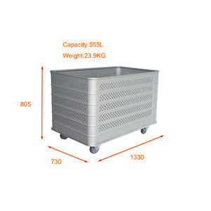 Chariot à linge pliable à roulettes pivotantes, capacité moyenne, 623L, en aluminium galvanisé à chaud, panier à linge pour la lessive, l'hôtellerie, le transport et le stockage - Product Image 2