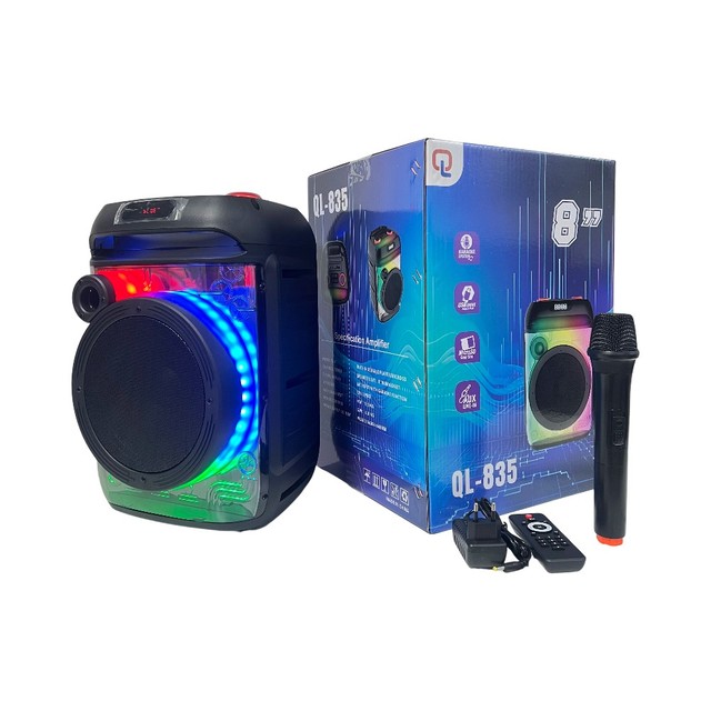 RGB Dynamic LEDs USB/AUX Connectivity Wireless Microphone Support All-in-One High-Power Party Speaker for Party/Karaoke/Outdoor