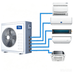 ระบบปรับอากาศวีอาร์เอฟเชิงพาณิชย์ 380V พัดลมคู่ น้ำยาทำความเย็น R410a ระบบทำความเย็นและทำความร้อนกลางอาคาร ชุดภายนอกอาคาร ระดับประหยัดพลังงานสำหรับครัวเรือน สีแดง - Product Image 2