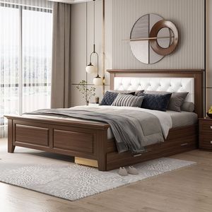 High-end Mahogany Nordic Modern Style Luxury Can Be Customized Bedroom Furniture Solid Wood <b>Bed</b> SWH-102 Modern Retro Solid Wood - Product Image 6