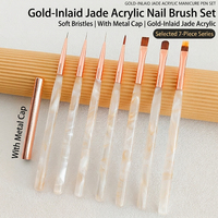 Ensemble de 7 pinceaux à ongles en acrylique avec incrustations dorées, sans traces de pinceaux, pour des traçages délicats, pinceaux de manucure pour salon