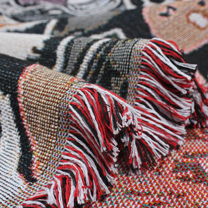 Couverture de jet de tapisserie tissée d'anime fantastique personnalisée par jacquard de gland de polyester de coton personnalisé - Product Image 5