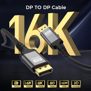 16K 8K 4K HDR DP Displayport <strong>Display</strong> Port 2.1 2.0 1.4 Male to Male <strong>Cable</strong> Cord Kabel DP to DP <strong>Cable</strong> 1M 2M 3M Supports 16K - Product Image 2