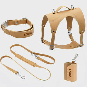 Arnés de perro OEM personalizado al por mayor fabricantes de arnés de perro resistente de diseño de lujo PU de cuero y Correa y collar conjunto - Product Image 1