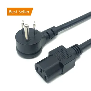 공장 직접 UL 승인 3 핀 견인삭 각도 유형 90 학위 플러그 NEMA 5-15P 3Pin 10A/13A/15A IEC C13 미국 AC 전원 코드