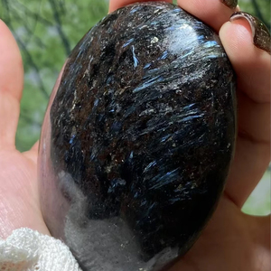 Factory Wholesale Natural Astrophyllite Firework Garnet <b>Moon</b> Palm Heart Sphere Slab Polished Carving Halloween Decoration - Product Image 6