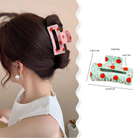 Mode doux fraise pastèque fruits imprimé 8cm carré PVC cheveux griffes mignon filles Clips cheveux accessoires