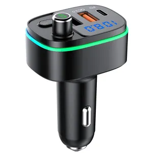Contoh Gratis 2022 Baru Mobil Bluetooth 5.0 FM Transmitter Nirkabel Handsfree Bluetooth Auto MP3 Player Pengisi Daya Cepat USB Ganda Tipe-c