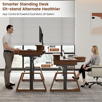 Bureau debout en L moderne personnalisé OEM/ODM avec rehausseur, table d'ordinateur portable réglable pour le bureau à domicile