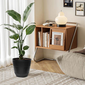 Juego <span class=keywords><strong>de</strong></span> <span class=keywords><strong>3</strong></span> Macetas <span class=keywords><strong>de</strong></span> Plástico con Diseño <span class=keywords><strong>de</strong></span> Rayas Modernas Weicheng Xing, Macetas Decorativas Negras para Jardín - Product Image 6