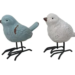 Custom Bird Shaped Artificial Bird Nest Ceramic Enamel Garden Decoration Figurine