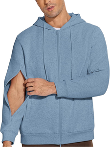 Hooded Zipper <b>Thin</b> Solid Autumn 100% Polyester Unisex Knitted Anti-shrink Pullover <b>Hoodie</b> Gentle Comfortable Breathable - Product Image 2