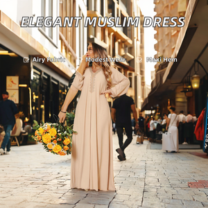 Vestido Abaya MAXI de Alta Calidad, Estilo Étnico con Encaje, Moda Musulmana de Oriente Medio, Estilo Casual del Sudeste Asiático, con Dobladillo Grande para Mujer - Product Image 2
