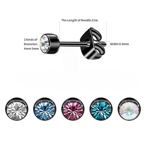 Boucles d'oreilles clous en acier inoxydable avec zircon cristal serti clos, pour usage quotidien - Product Image 3
