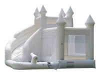 Château Gonflable Blanc Luxe Léger avec Toboggan, Location pour Mariages et Fêtes, Combo Maison de Rebond pour Enfants, Événements Extérieurs